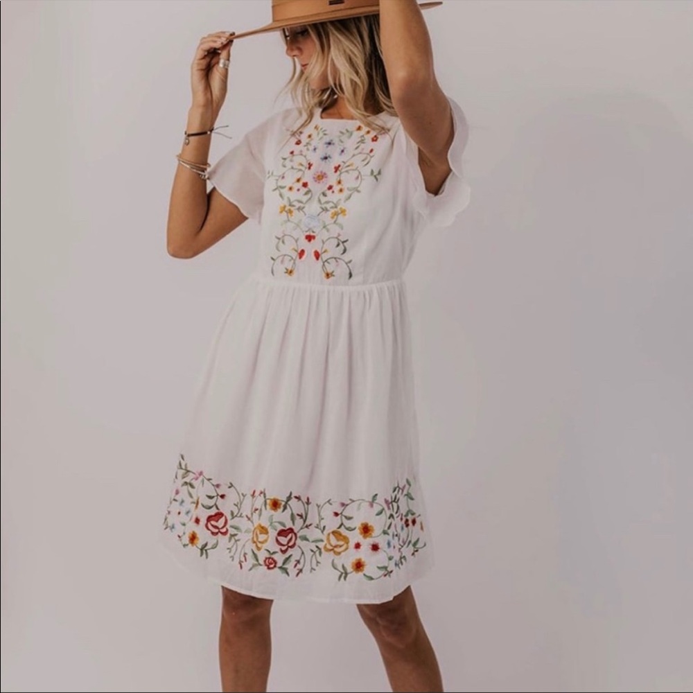 Roolee White Embroidered Dress